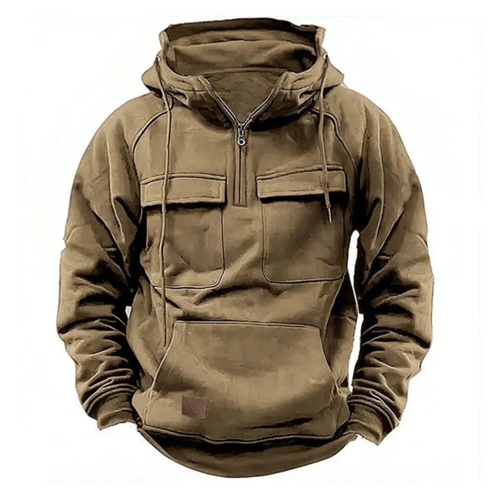Mens Hooded Jacket with Zipper and Pockets Practical Fit