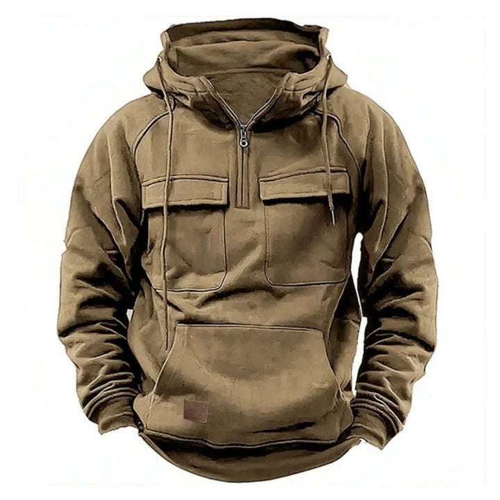 Mens Hooded Jacket with Zipper and Pockets Practical Fit