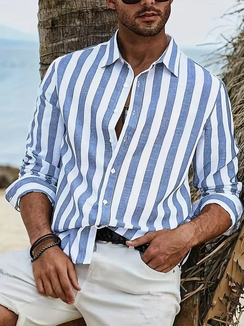 Mens Casual Shirt Lightweight Long Sleeve Relaxed Fit - BritishMode