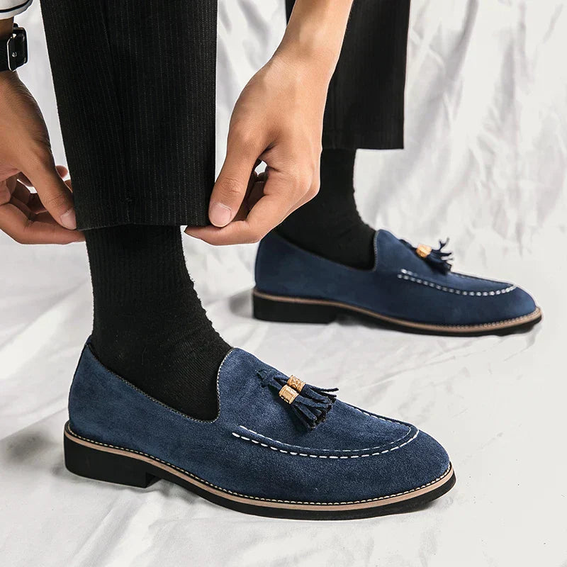 Mens Suede Moccasins Tassel Detail Casual Loafers