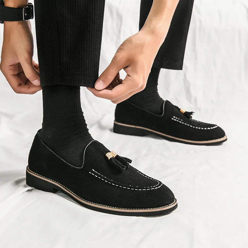 Mens Suede Moccasins Tassel Detail Casual Loafers