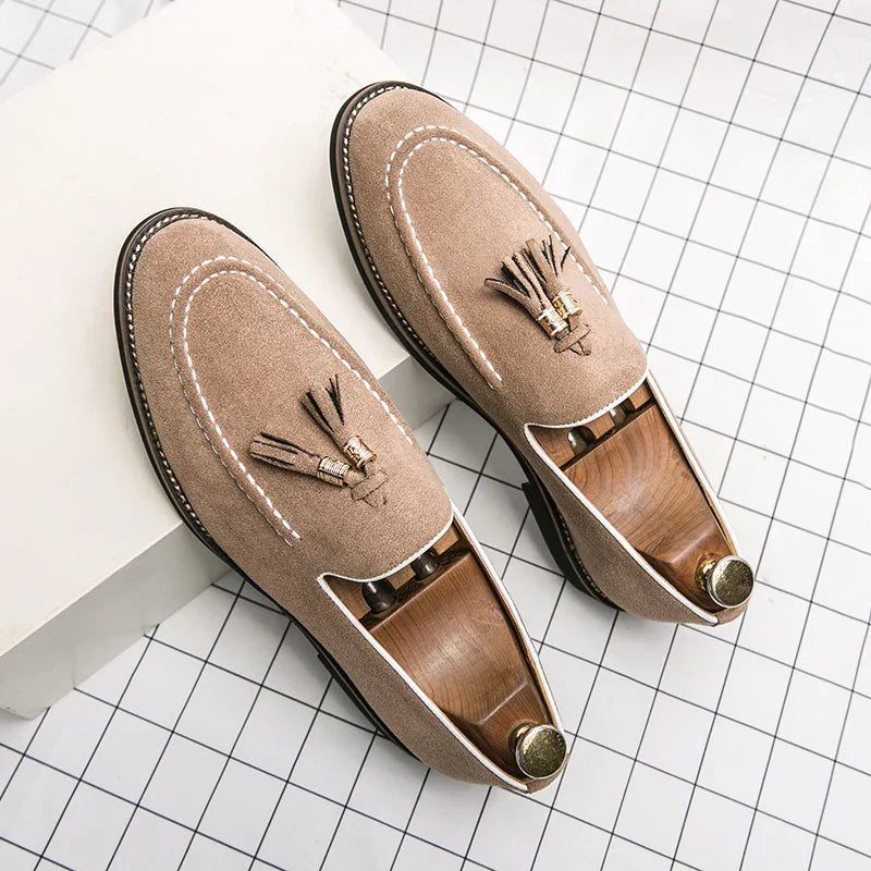 Mens Suede Moccasins Tassel Detail Casual Loafers