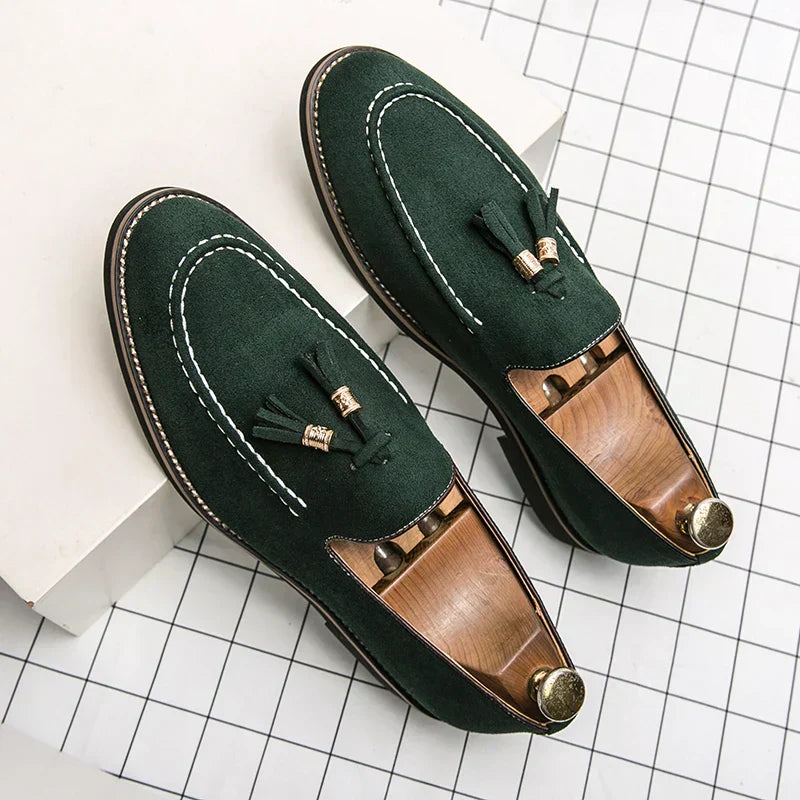 Mens Suede Moccasins Tassel Detail Casual Loafers