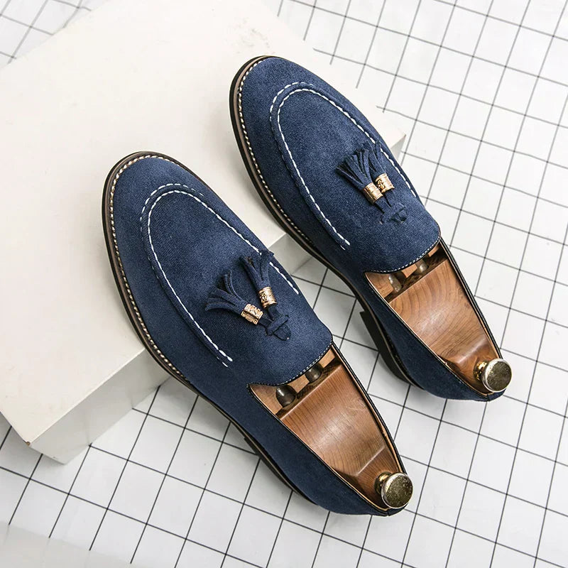 Mens Suede Moccasins Tassel Detail Casual Loafers