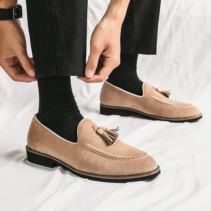 Mens Suede Moccasins Tassel Detail Casual Loafers - BritishMode
