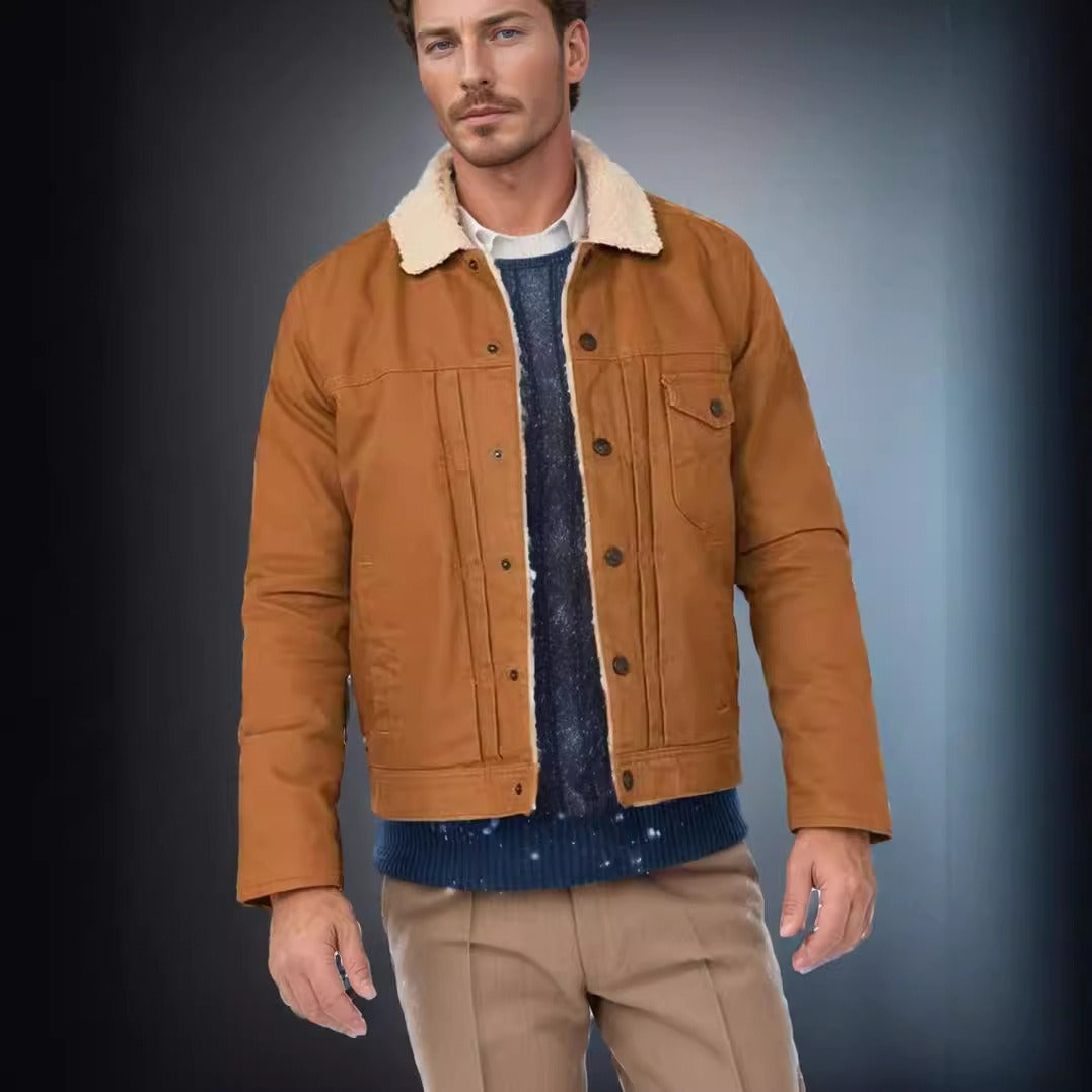Mens Trucker Jacket Sherpa Collar Casual Fit