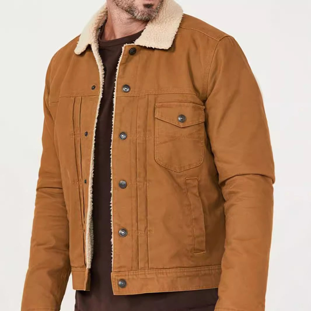 Mens Trucker Jacket Sherpa Collar Casual Fit