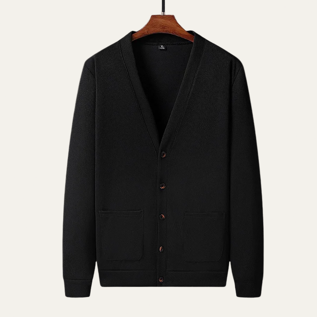 Mens Cardigan Wool V-Neck Button Front Classic Fit