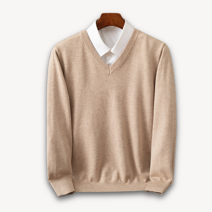 Mens V-Neck Sweater Long Sleeve Slim Fit