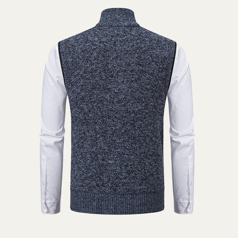 Mens Knit Sweater Vest Textured Zip Front