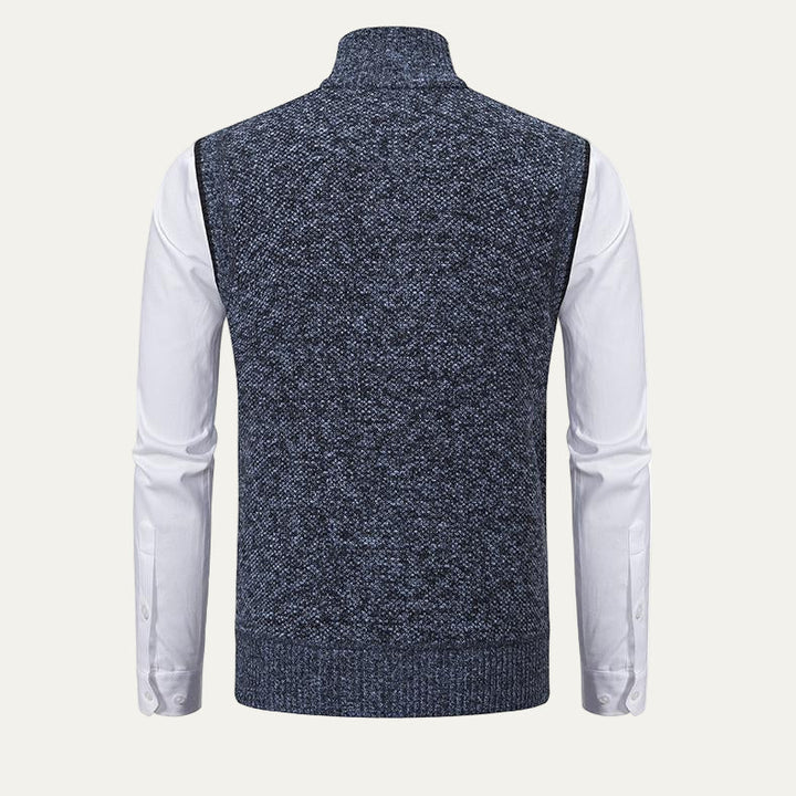 Mens Knit Sweater Vest Textured Zip Front