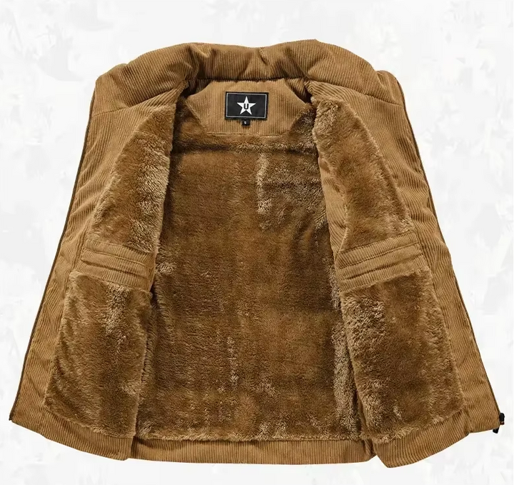Mens Corduroy Bodywarmer Fur-Lined Sleeveless Vest