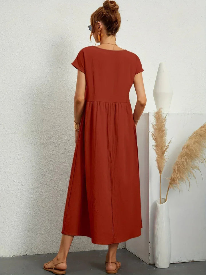 Womens Casual Midi Dress Relaxed Fit