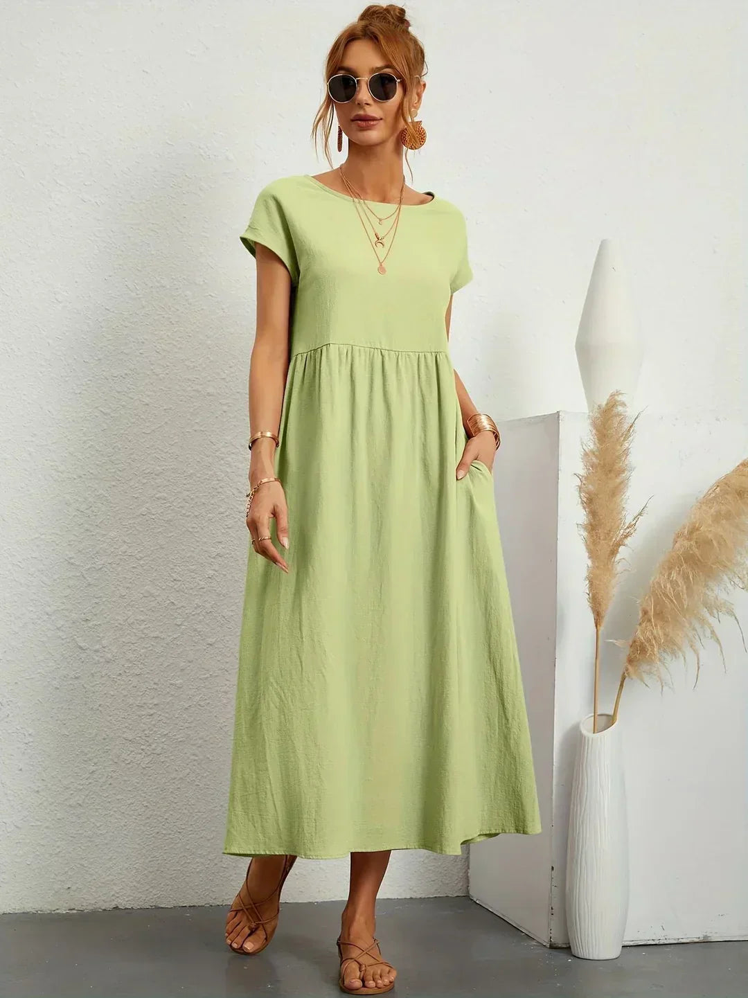 Womens Casual Midi Dress Relaxed Fit