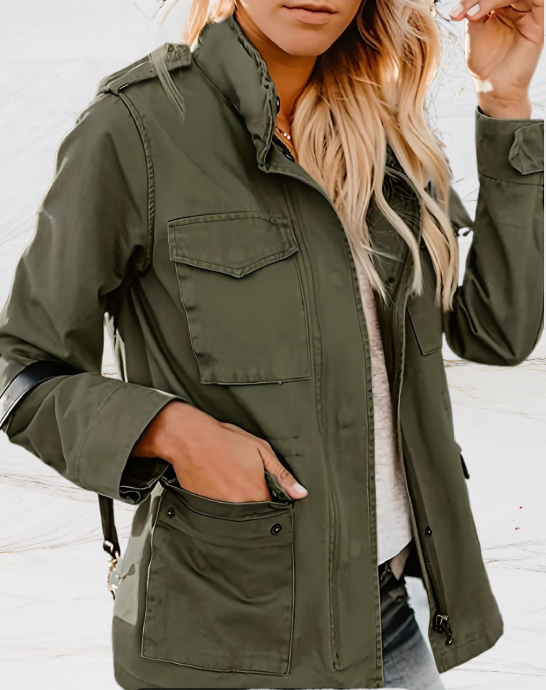 Womens Zip-Up Jacket with Multiple Pockets Practical Fit - BritishMode