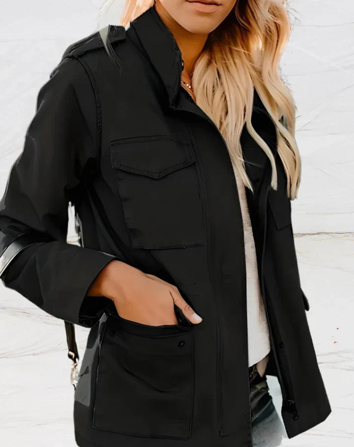 Womens Zip-Up Jacket with Multiple Pockets Practical Fit