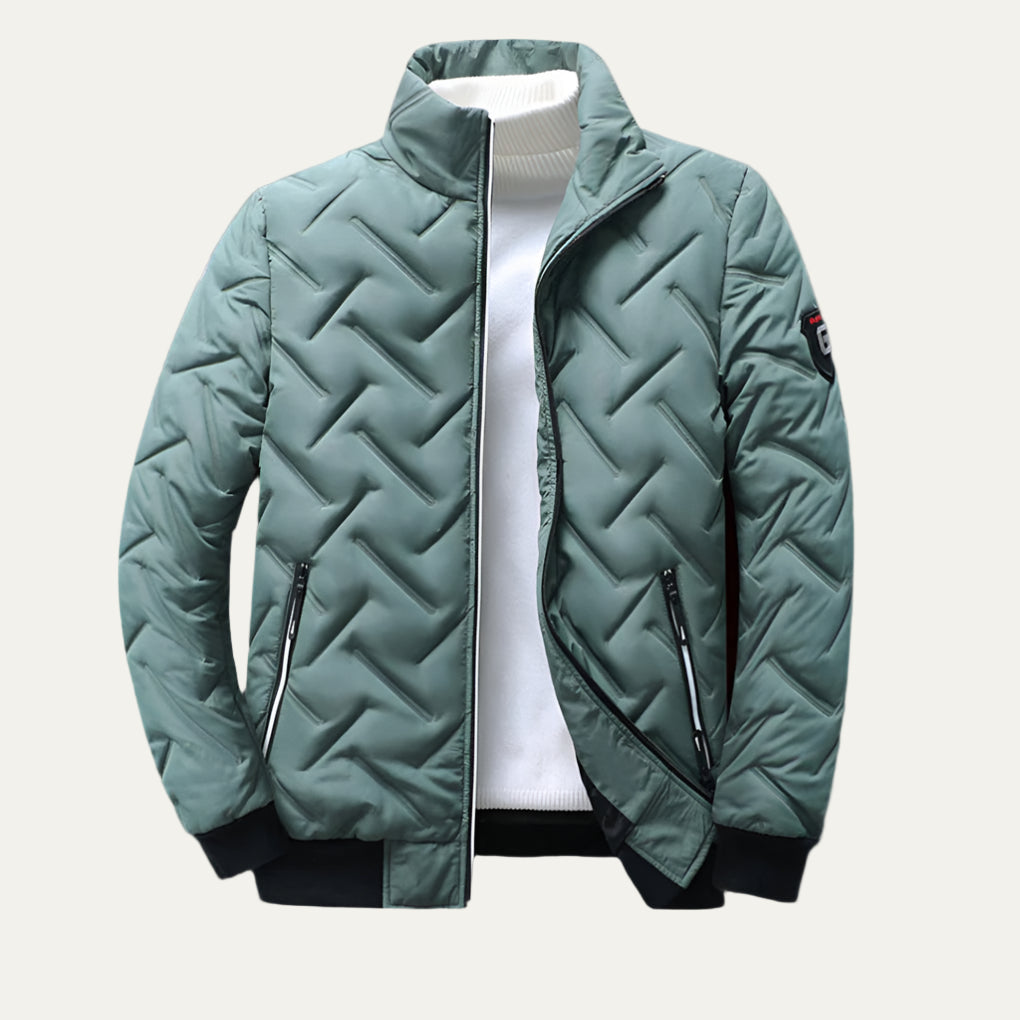 Mens Quilted Puffer Jacket with High Collar Modern Fit