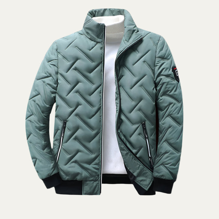 Mens Quilted Puffer Jacket with High Collar Modern Fit