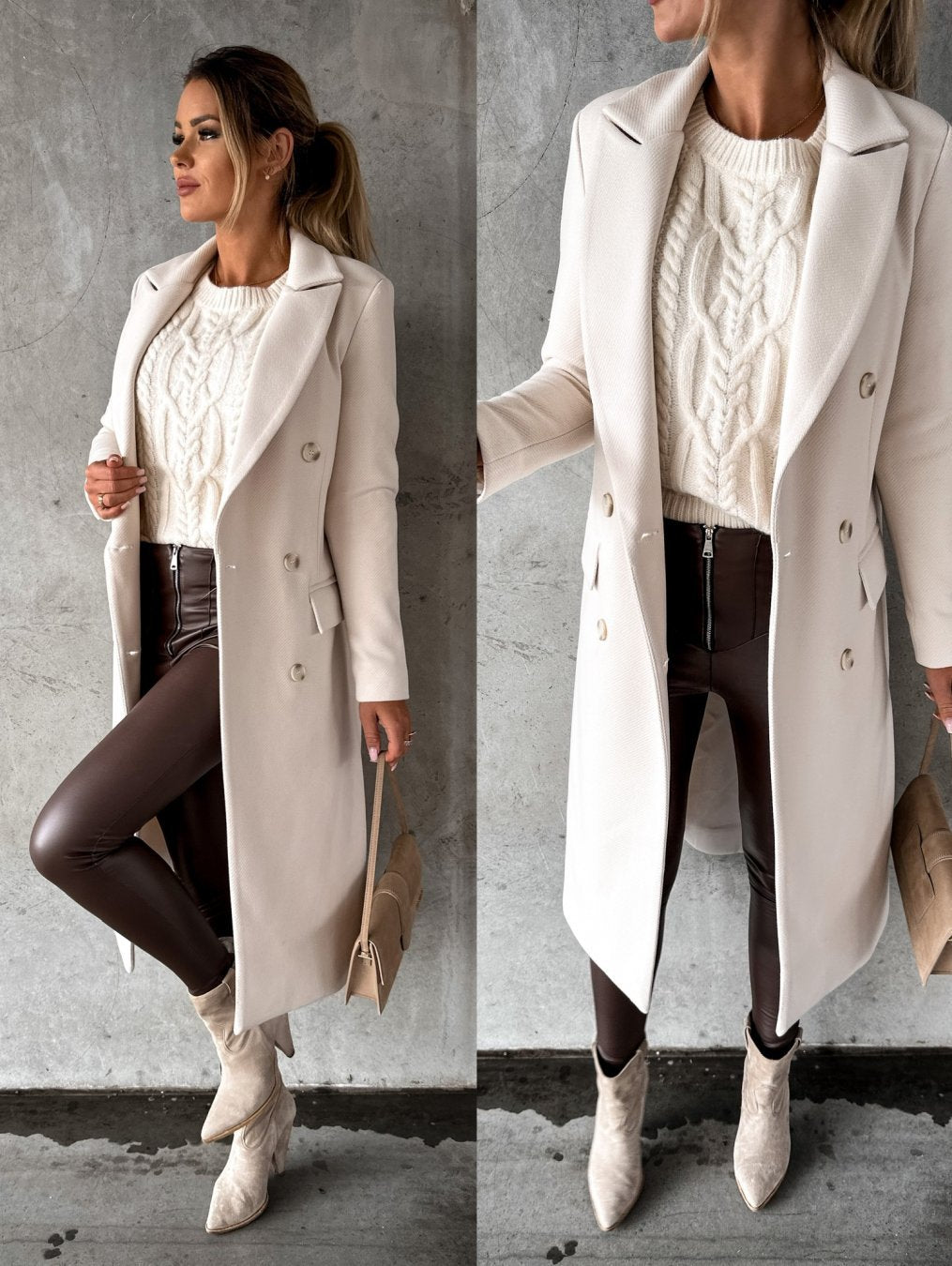 Womens Long Coat Elegant Fit