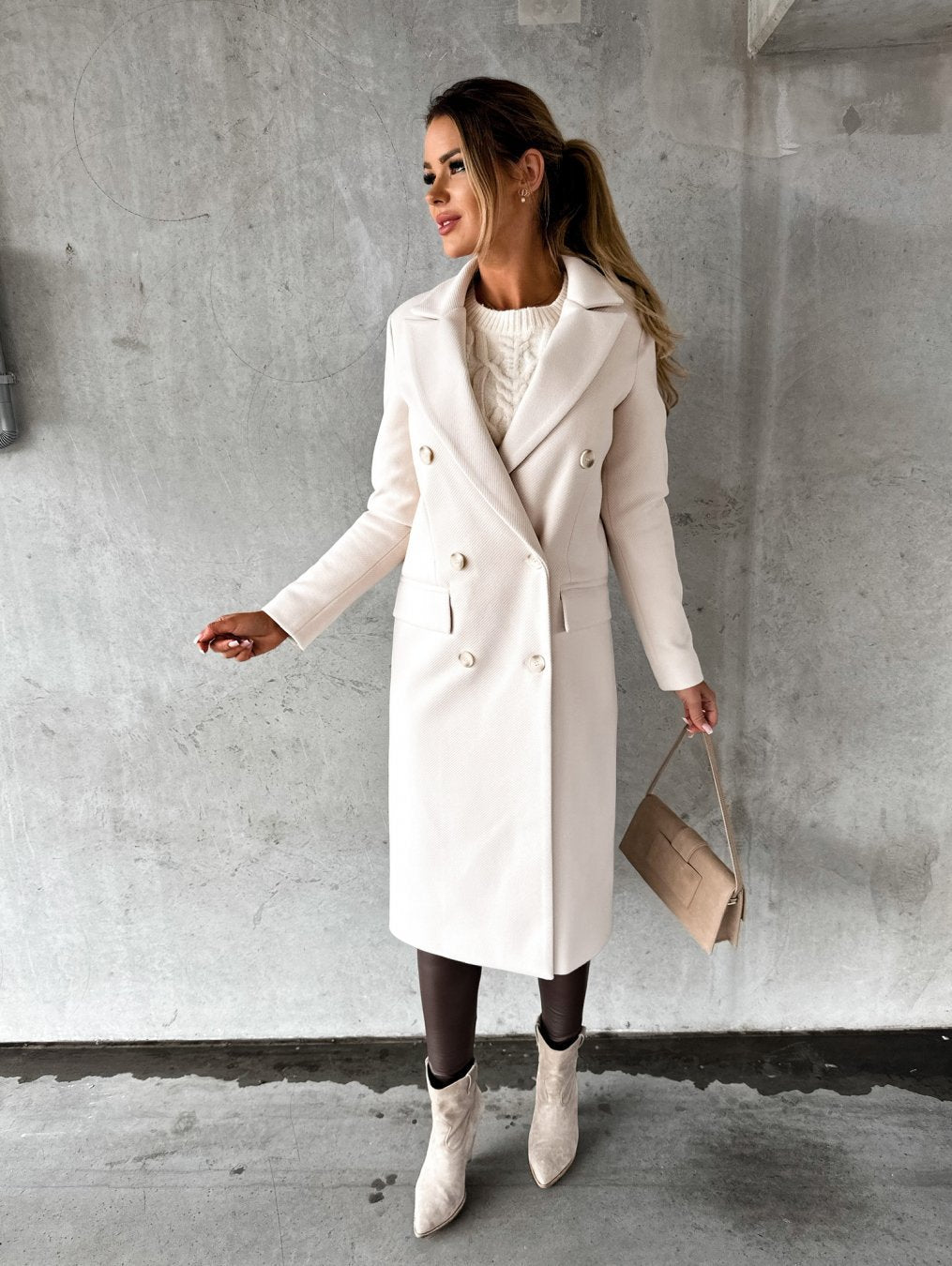 Womens Long Coat Elegant Fit