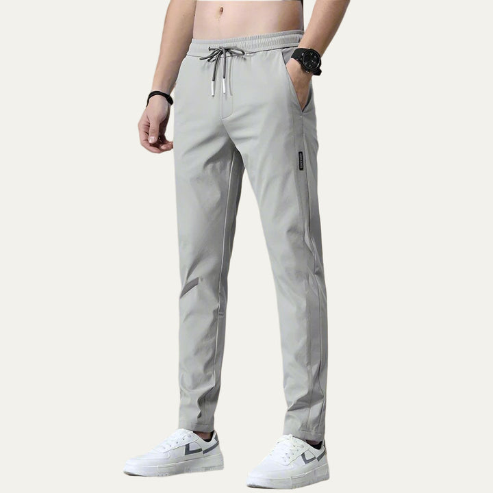 Mens Slim Straight Athletic Trousers Cotton Stretch Fit