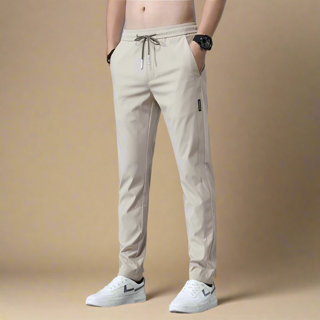 Mens Slim Fit Stretch Trousers Business Casual Modern Tapered