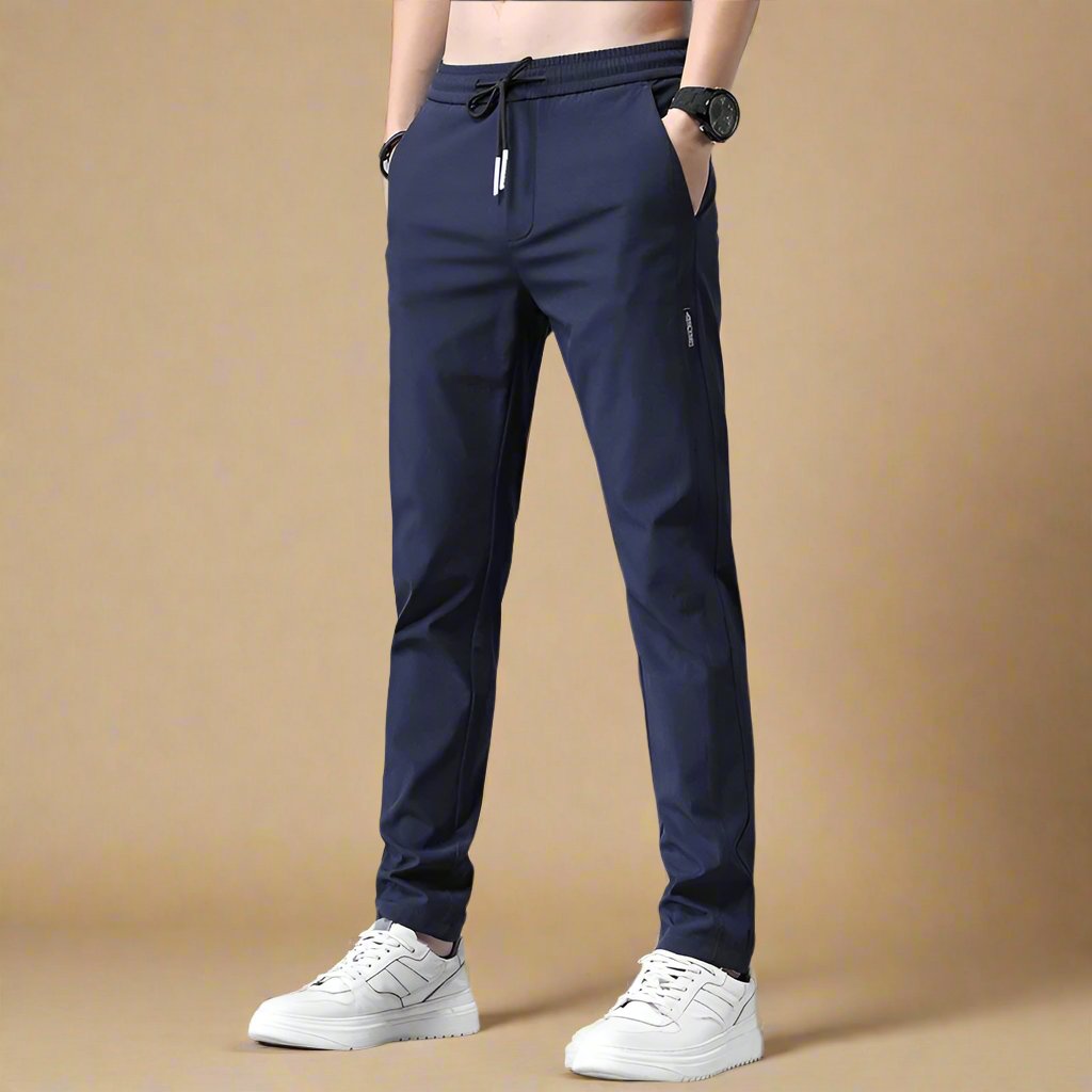Mens Slim Fit Stretch Trousers Business Casual Modern Tapered