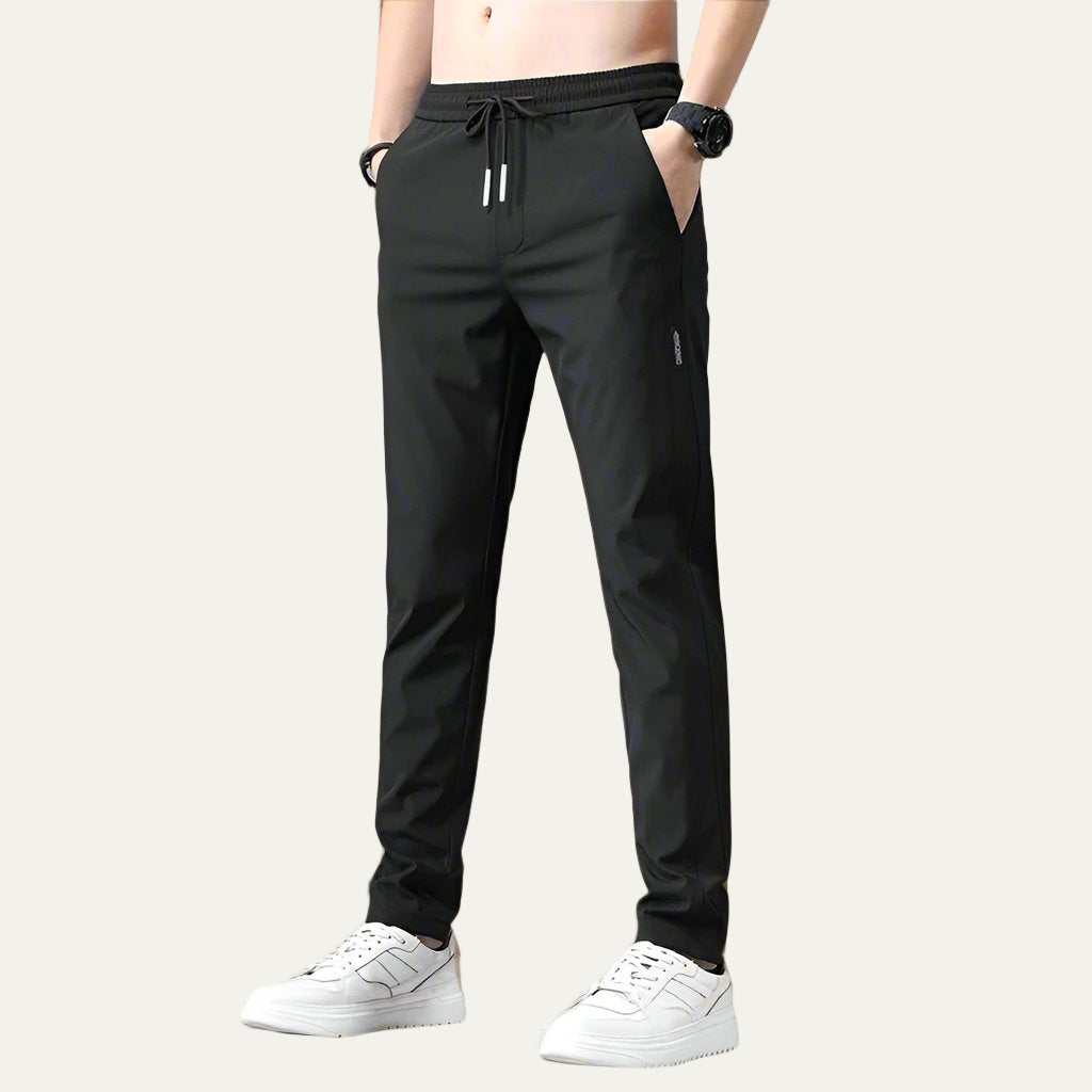 Mens Slim Straight Athletic Trousers Cotton Stretch Fit - BritishMode