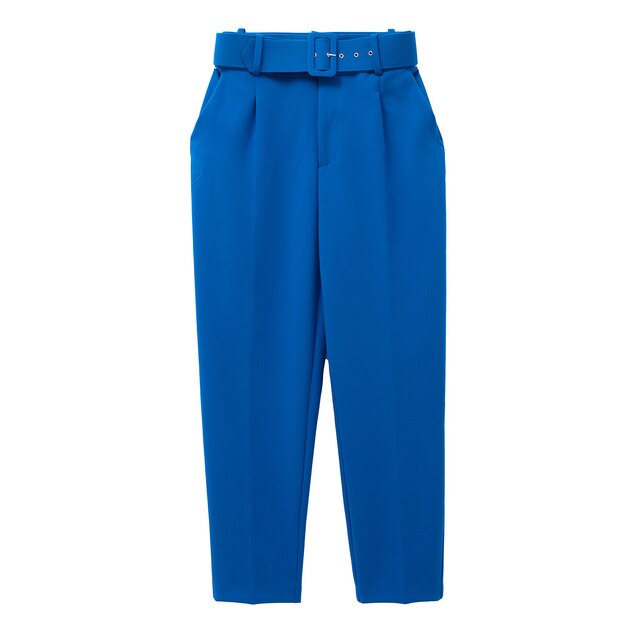 Womens Classic High Waist Pants with Belt Comfortable Fit