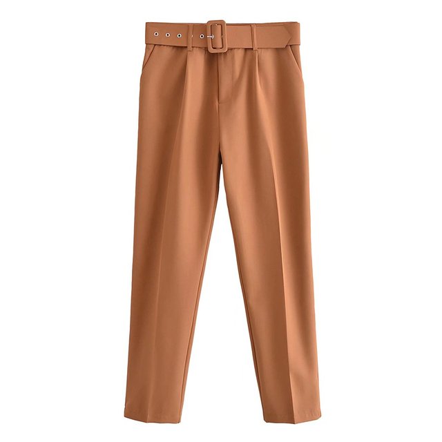 Womens Classic High Waist Pants with Belt Comfortable Fit