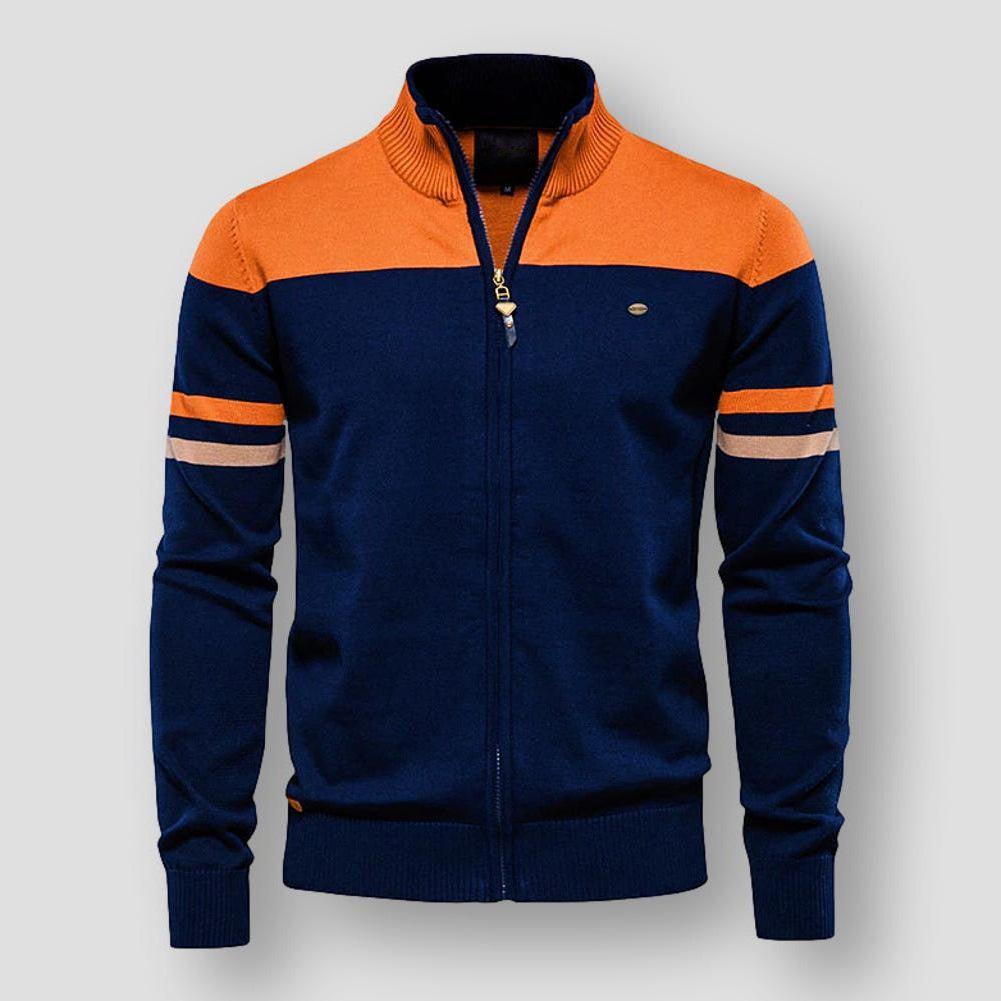 Mens Casual Zip Jacket with Colorblock Design