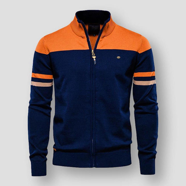 Mens Casual Zip Jacket with Colorblock Design