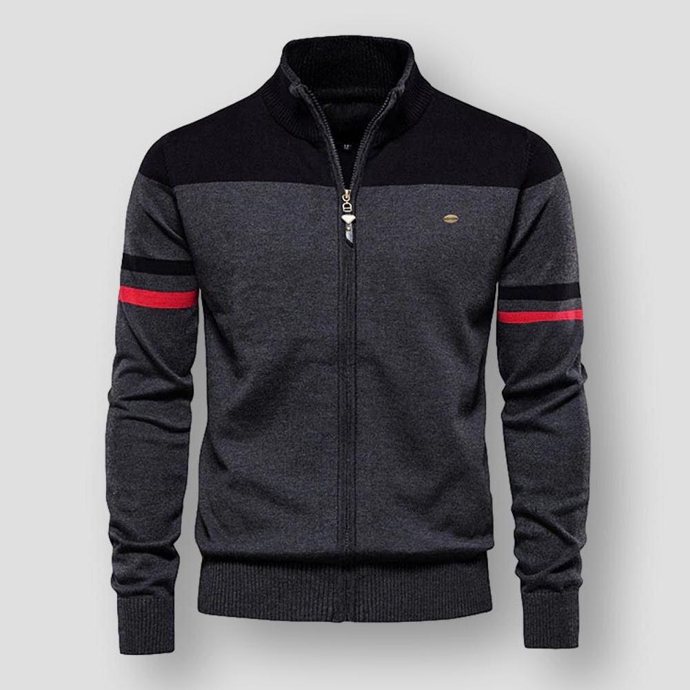 Mens Casual Zip Jacket with Colorblock Design