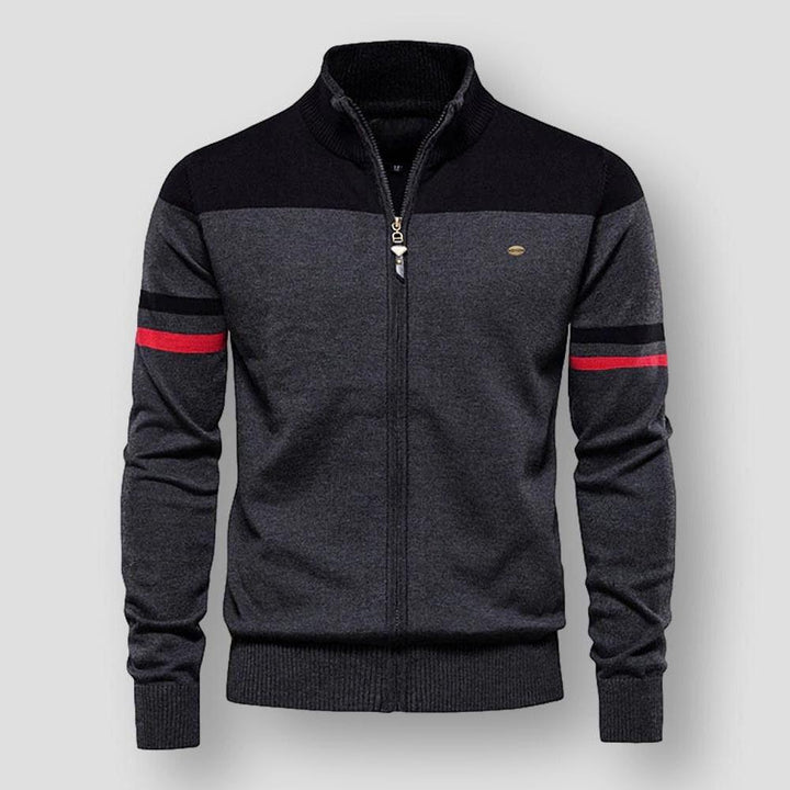 Mens Casual Zip Jacket with Colorblock Design