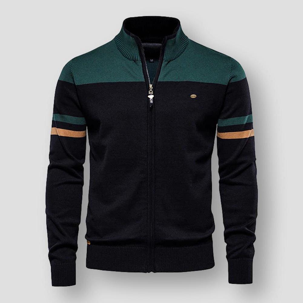 Mens Casual Zip Jacket with Colorblock Design