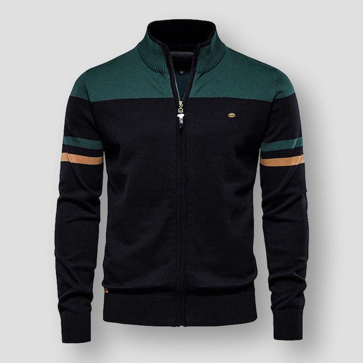 Mens Casual Zip Jacket with Colorblock Design