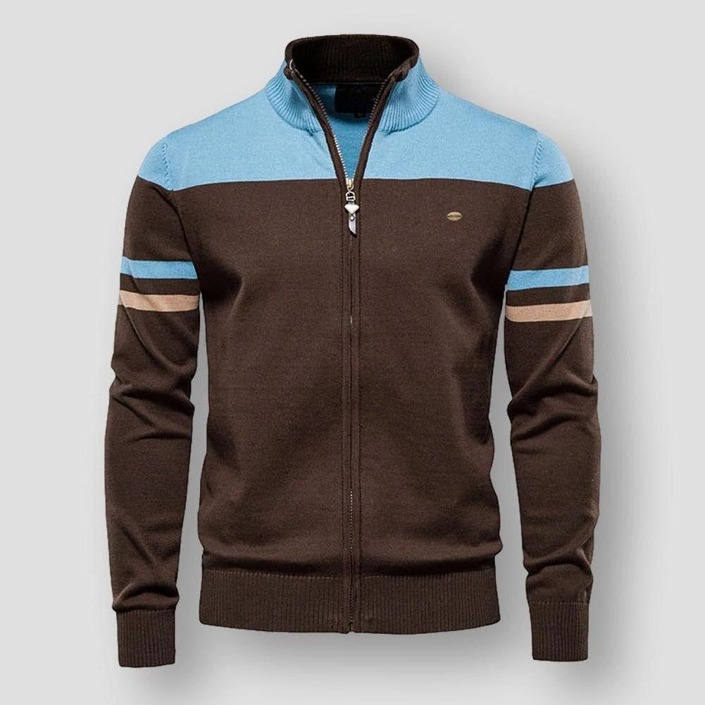 Mens Casual Zip Jacket with Colorblock Design - BritishMode
