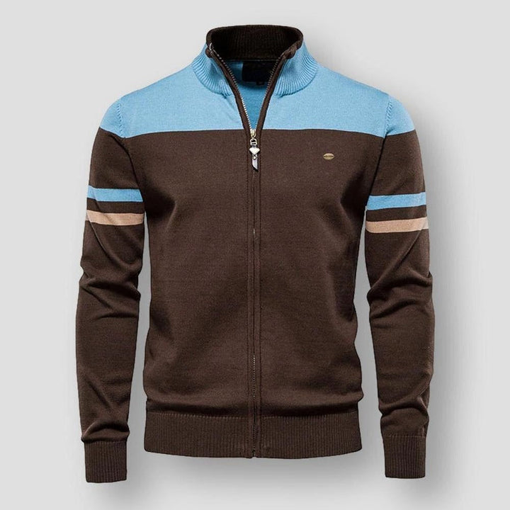 Mens Casual Zip Jacket with Colorblock Design - BritishMode
