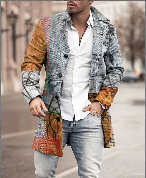 Mens Wool Coat Check Pattern Clear Silhouette