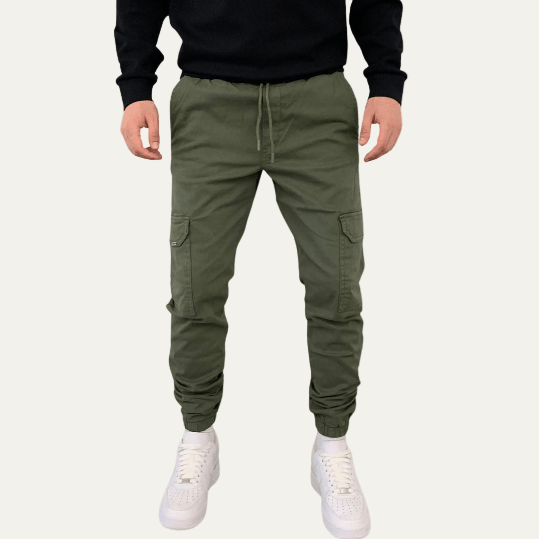 Mens Cargo Jogger Pants Cotton Tapered Fit with Flap Pockets - BritishMode