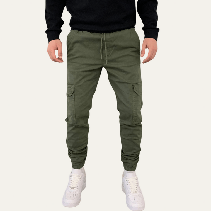 Mens Cargo Jogger Pants Cotton Tapered Fit with Flap Pockets - BritishMode