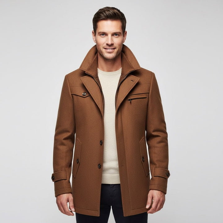 Mens Business Coat Wool Blend Classic Fit - BritishMode