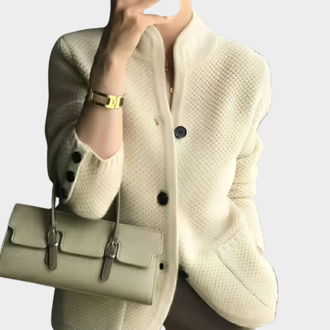Womens Knitted Cardigan Stand Collar Slim Fit - BritishMode