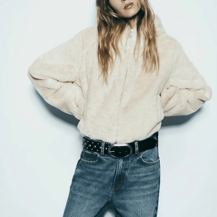 Womens Winter Jacket Faux Fur Elegant Fit
