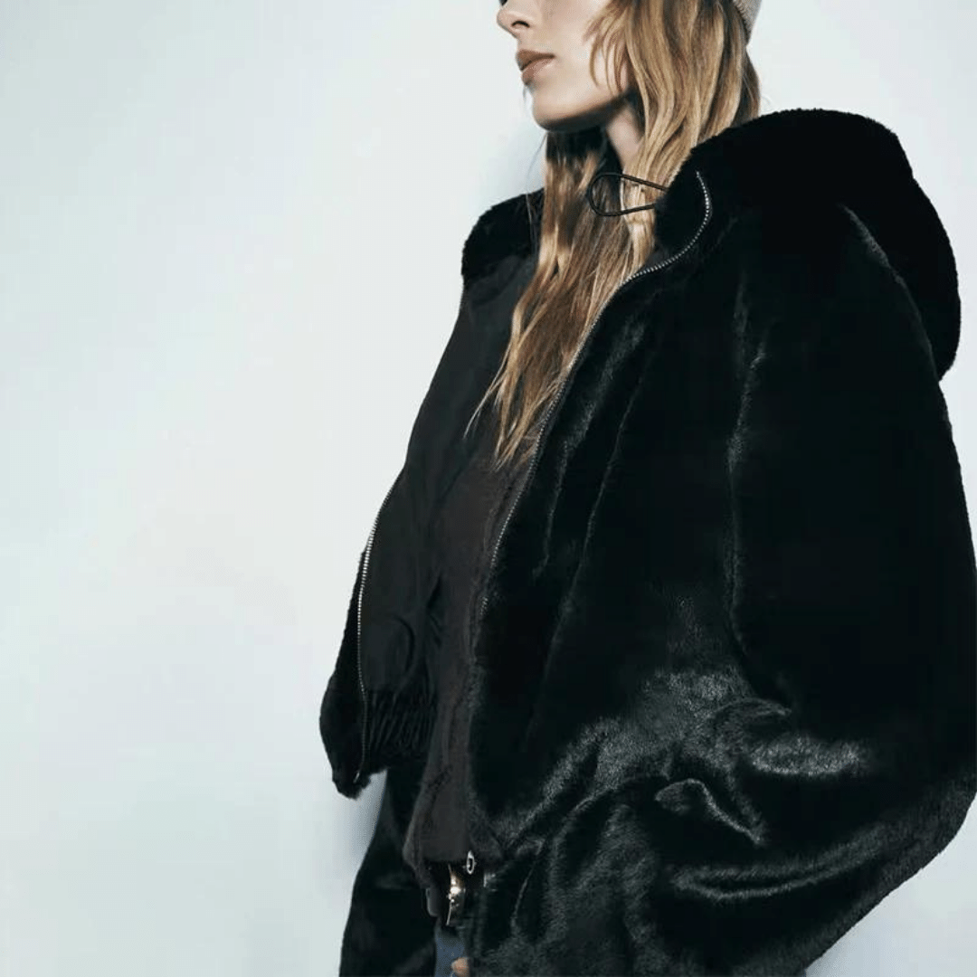 Womens Winter Jacket Faux Fur Elegant Fit