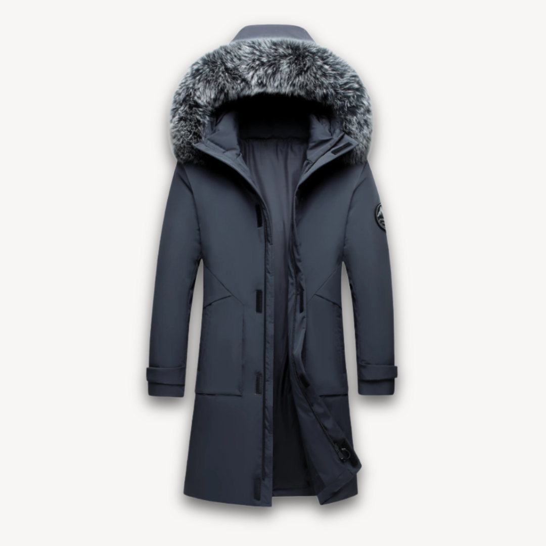 Mens Waterproof Parka Coat with Faux Fur Hood