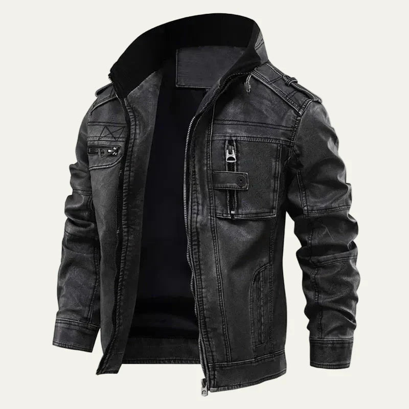 Mens Leather Biker Jacket Vintage Style - BritishMode