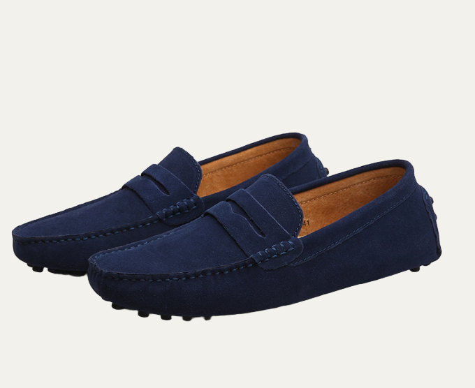 Mens Slip-On Driving Moccasins Suede Texture