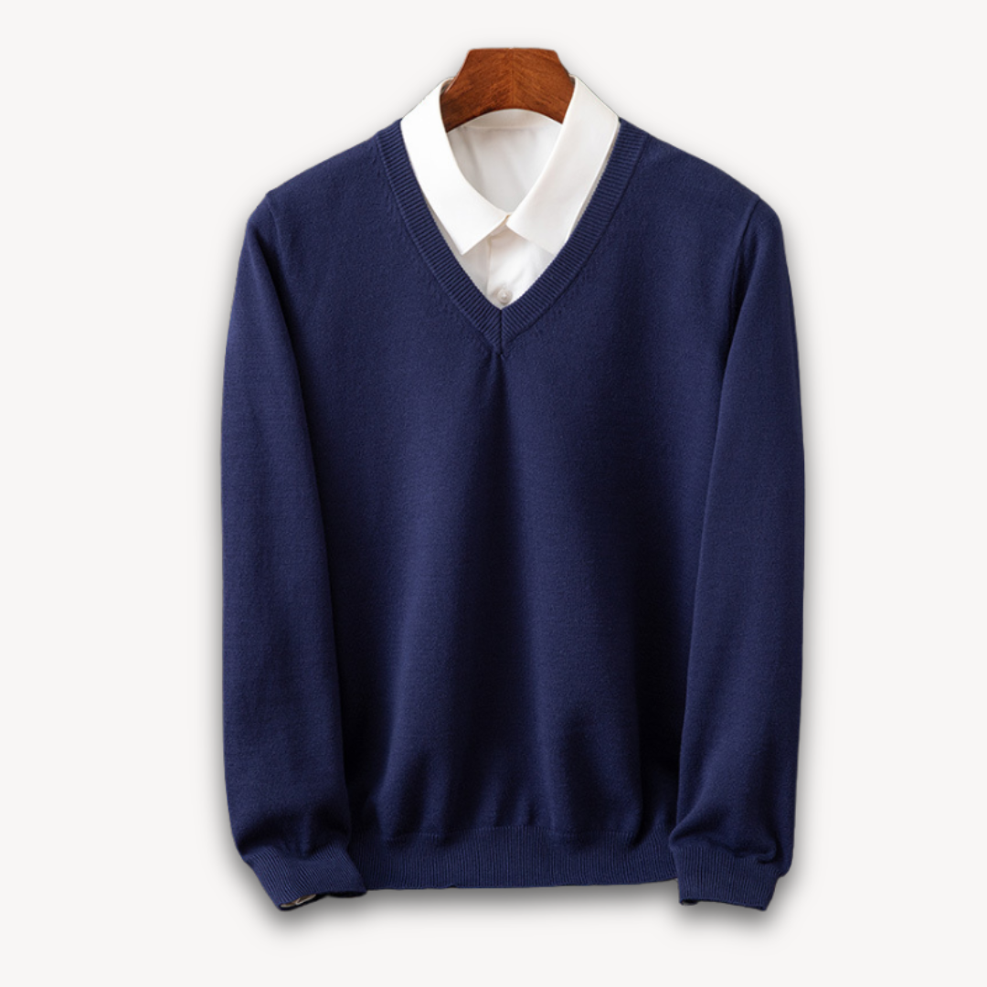 Mens Cashmere Sweater Elegant V-Neck