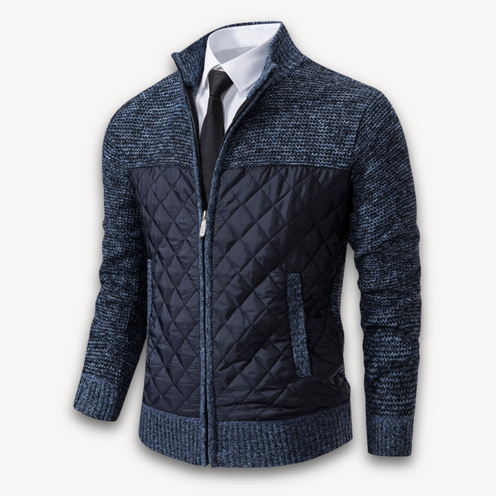 Mens Quilted Jacket Knitted Sleeves Casual Warm Fit